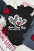 Black Love Never Fails Leopard Sequin Heart Graphic Valentines Tee